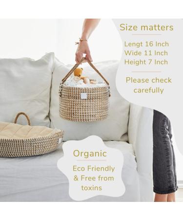 BEBE BASK Handmade Organic Seagrass Diaper Caddy Organizer - Luxury Basket for Baby Girl & Boy - Buy Online on GoSupps.com