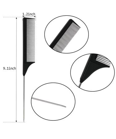 6 Pack Steel Pin Rat Tail Carbon Fiber Comb Set - Heat Resistant Teasing Combs for Salon & Home Use (Black) - Buy Online on GoSupps.com