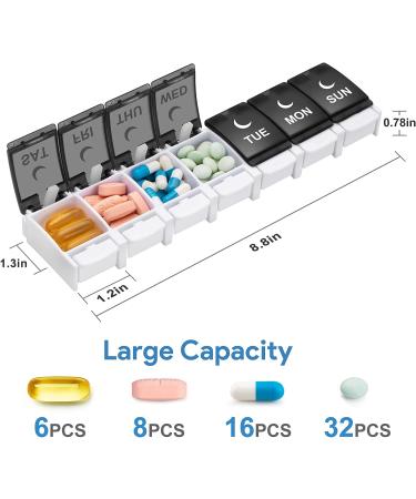 Easy Open Large 2x Day Pill Organizer with Push Button - Arthritis Friendly Weekly AM PM Vitamin Case - Buy Online on GoSupps.com