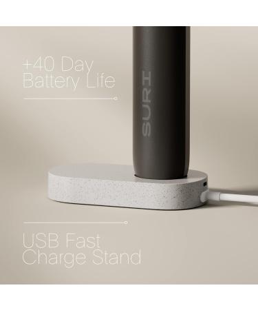 SURI Sustainable Sonic Toothbrush - Eco-Friendly Electric Toothbrush with Recyclable Plant-Based Head - 2 Modes, Waterproof, USB Charging - Midnight Black - Buy Online on GoSupps.com