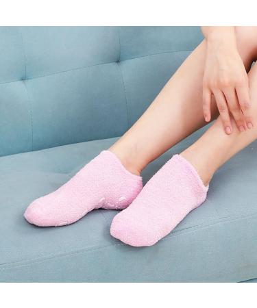 ieron 2 Pairs Soft Moisturizing Socks Gel Lining Can Infused with Essential Oils and Vitamins for Dry Hard Cracked Skin Moisturizing Day Night Care Skin (Blue Pink) - Buy Online on GoSupps.com