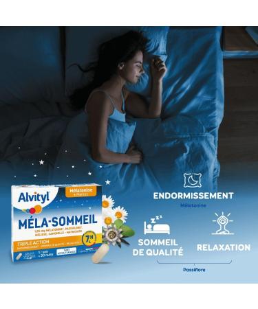 Alvityl Melatonin + 3 Plants + Vitamin B6 - Triple Action on Sleep and Relaxation - 1.85mg Melatonin - Chrononuit Action 7h - 45 Capsules - Buy Online on GoSupps.com