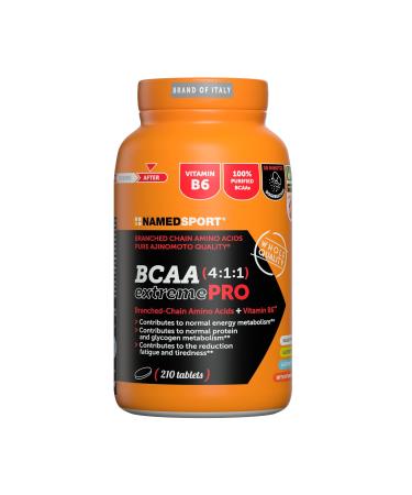 NAMEDSPORT> BCAA 4:1:1 ExtremePro, Supplement with Branched Amino Acids, Vitamin B6, Reduces Fatigue, Stimulates Protein Synthesis, Ideal for Sport Endurance, Brand Of Italy, 210 Tablets