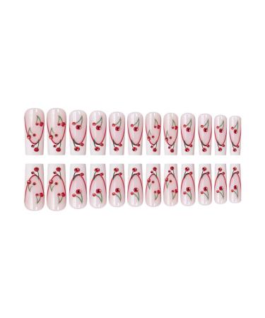 Shop 24Pcs White French Tip Long Press on Nails - Glossy Acrylic False Nails with Rhinestones & Designs for Women | Perfect for International Shipping - Buy Online on GoSupps.com