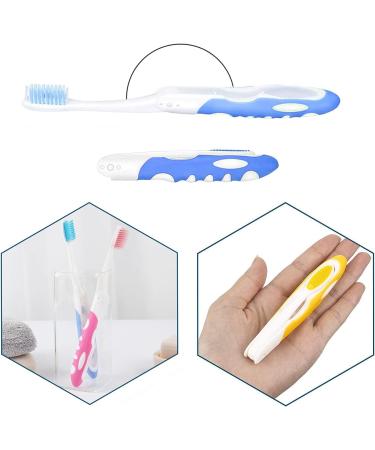 4-Pack Foldable Travel Toothbrushes - Soft Manual Toothbrushes for Sensitive Gums in Pink Yellow Blue & Green - Buy Online on GoSupps.com