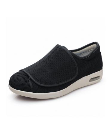 NVBHOF Diabetic Shoes for Men Swollen Feet Adjustable Diabetic Shoes Comfy Orthopedic Footwear Non Slip Widening for Elderly Swollen Feet Plantar Fasciitis 12.5 Black