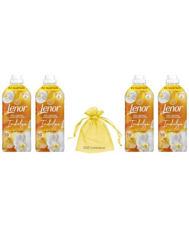 Lenor Fabric Conditioner 50 Washes 1.65L Wellbeing Collection Gold Orchid Scent 4 Bottles Pack + for You: Organza Small Bag