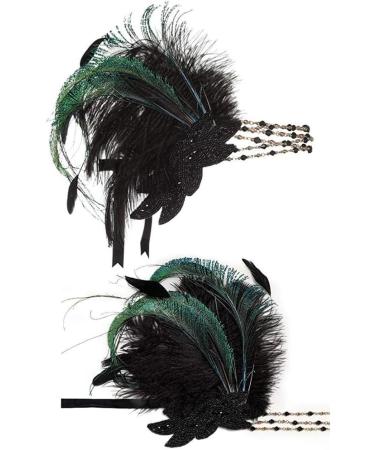 Feather Headband Lady Head-Chain Handmade Hair Headwear for Women Party Headpiece Roaring 1920s Art - Buy Online on GoSupps.com