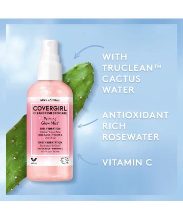 COVERGIRL Clean Fresh Skincare Priming Glow Mist - Rose Water & Vitamin C 3.3 Fl Oz - Buy Online on GoSupps.com