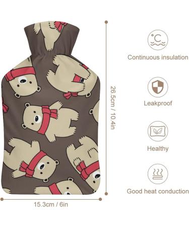 Scarf & Bear Hot Water Bottle with Plush Cover - Cozy Hand Warmer for Adults & Kids | 26.5x15.3cm - International Shipping Available - Buy Online on GoSupps.com
