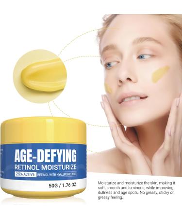 Retinol Face Cream with 2.5% Active Hyaluronic Acid - Aging Defying Face Cream - Anti Aging Retinol Moisturiser - Reduce Wrinkle Fade Fine Line - Hydration Smooth Skin Firm Lift Elasticity Lightweight - Buy Online on GoSupps.com