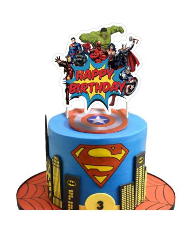 1 Superhero Cake Topper Birthday Cupcake Toppers Decorations Party Supplies for Fans of Super Hero