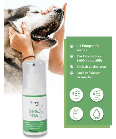 Furry Dental Spray for Dogs & Cats - 100ml | Fresh Breath Tartar Prevention & Mole Smell Control | Vegan & Aloe Vera Formula - Made in Germany - Buy Online on GoSupps.com