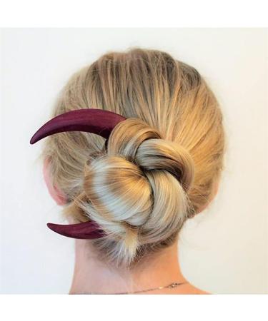 Hand Carved Crescent Moon Hair Fork Crescent Moon Hair Fork Moon Hair Stick Handmade Hair Pin Wooden Comb for Women's Thick Hair Styling Tool Accessories Black - S - Buy Online on GoSupps.com