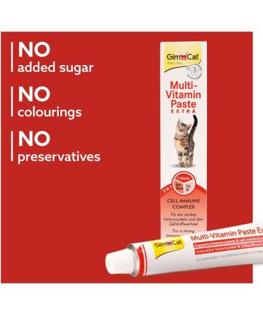 GimCat Multi-Vitamin Paste Extra - 200g Tube | Cat Snack with Beta-Glucans and Healthy Fatty Acids for Cell Protection - Buy Online on GoSupps.com