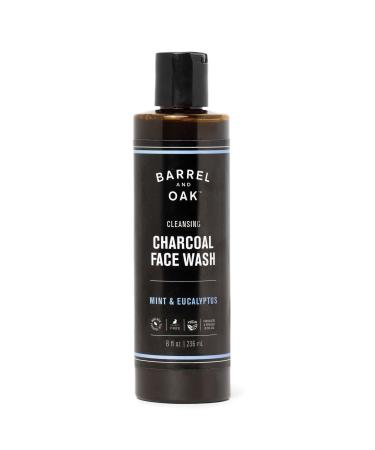 Barrel and Oak - Detoxifying Charcoal Facial Cleanser Men's Facial Cleanser Absorbs Oil Cleans Pores Moisturizes & Hydrates Vegan (Mint & Eucalyptus 8 oz)
