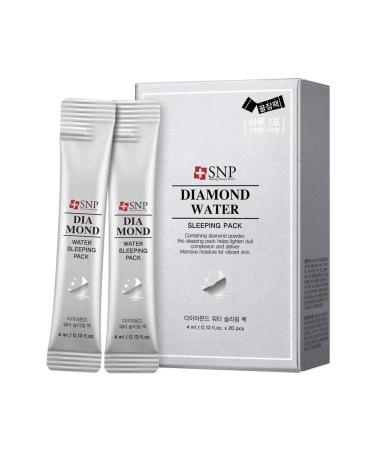 SNP Diamond Water Sleeping Pack | Overnight Liquid Face Masks Skincare | Hydrating Brightening and Tightening for All Skin Types | Korean Face Skincare | Overnight Travel Facial Skin Care | 20 Pack