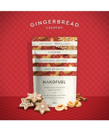 Handfuel Gingerbread Cashews Hand Roasted Salted Cashews 4g of Protein Non-GMO Vegan Friendly Plant Based Flavoured Nuts - 120 Grams - Buy Online on GoSupps.com