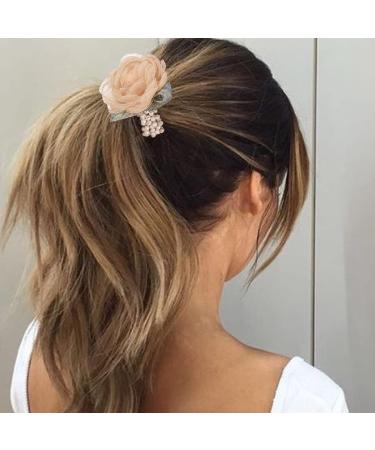 Brinie Floral Hair Claw & Pearl Hair Ties Set | Flower Hair Clip & Ponytail Holder Accessories for Women/Girls (2 Pack) - Buy Online on GoSupps.com