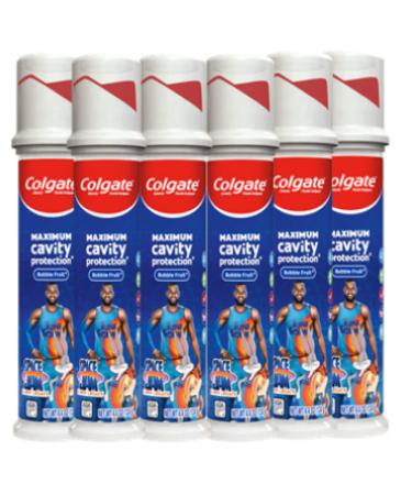 Colgate Kids Toothpaste with Fluoride, Anticavity & Cavity Protection Toothpaste, for Ages 2+, Space Jam, Mild Bubble Fruit Flavor, 4.4 Oz (6 Pack)