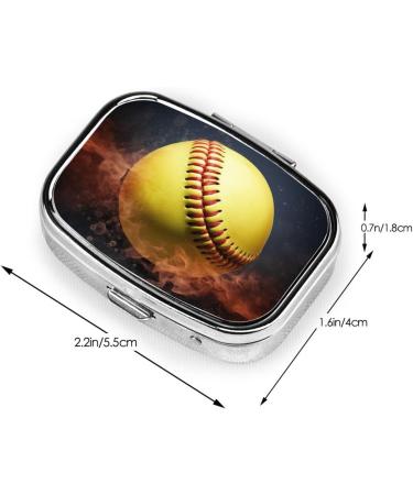 Softball Printing 2 Compartment Pill Case | Cute Travel Pill Box Organizer for Purse & Pocket Gifts - Buy Online on GoSupps.com