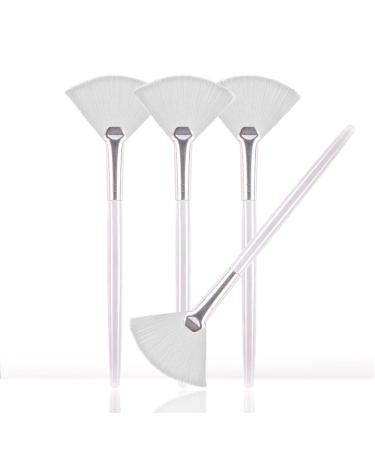 Soft 'N Style Taklon Fan Mask Brush Acid Applicator for Glycolic Peel/Masques (4 white)