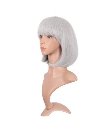 Buy MapofBeauty 12 Natural Silver Short Straight Bob Wig for Women - Premium Quality International Shipping - Buy Online on GoSupps.com