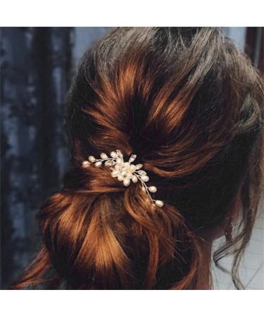 Bridal Pearl Hairpins Set - Wedding Hair Accessories for Women and Girls | Crystal Flower Hair Clips for Bridesmaids - 2 pcs - Buy Online on GoSupps.com