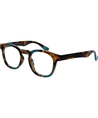 Opulize Ava Long-Distance Glasses - Scratch-Resistant Brown Tortoise Frames for Short-Sightedness | Turquoise Accents | Men's Masters M62 | -1.00 Dioptre - Buy Online on GoSupps.com