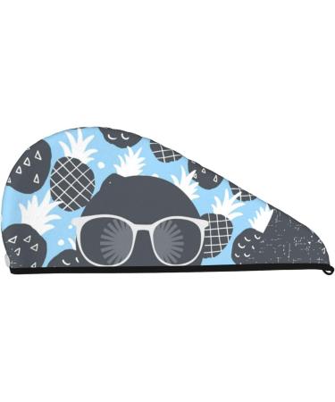 Black Head Woman Pineapple Hair Microfiber Towel - Super Absorbent Quick Dry Wrap for Long Curly & Thick Hair - Buy Online on GoSupps.com