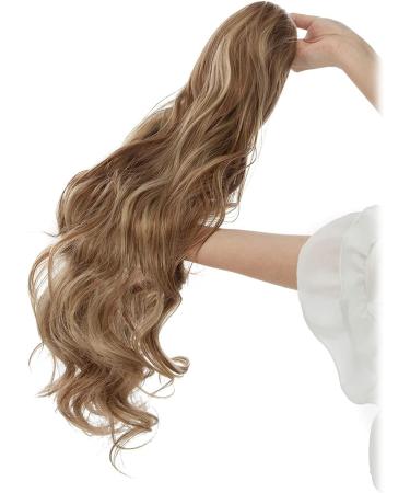 Real Fashion Drawstring Ponytail Hair Extensions Long Wavy Ponytail Blonde Black Brown 24" Clip in Hairpiece for Daliy Party Use Light Brown & Ash Blonde - Buy Online on GoSupps.com