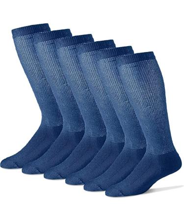 MDR Diabetic Knee High Over The Calf Socks for Men and Women with Full Sole 3 Pairs Made in USA 10-13 Navy