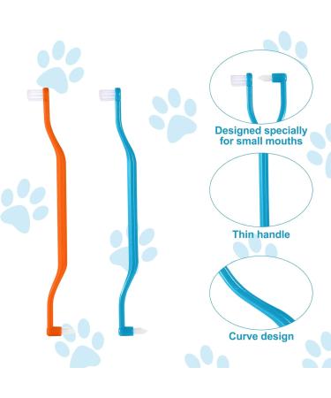 Double-Sided Cat Toothbrush Set - 2 Pieces | Microbut Head & Curved Handle for Deep Cleaning Kittens & Cats | Blue-Orange Cat Care Accessories - Buy Online on GoSupps.com
