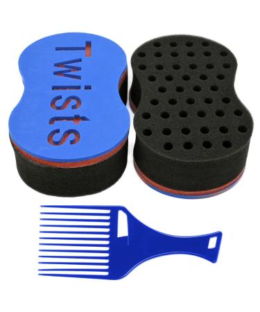 BEWAVE Hair Brush Sponge Twist Wave Barber Tool For Dreads Afro Locs Twist Curl Coil Black  1 Pc with 1 Pc Hair Pick 1 Count (Pack of 1)