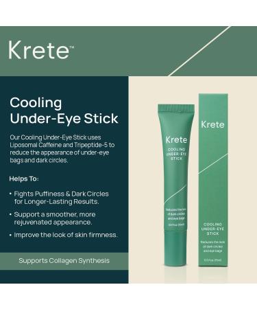 KRETE Cooling Under-Eye Stick with Liposomal Caffeine and Tripeptide-5 - Helps with Dark Circles and Puffiness Vegan & Cruelty-Free 15ml - Buy Online on GoSupps.com