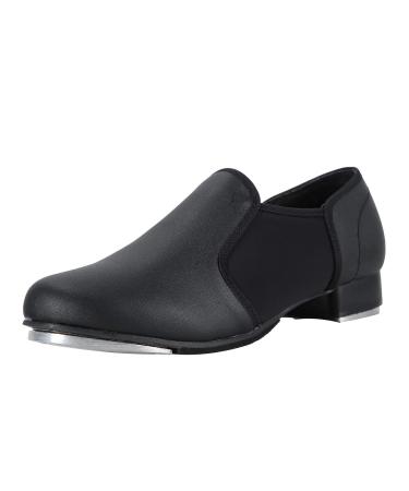 Linodes Unisex PU Leather Slip On Tap Shoe Dance Shoes for Women and Men's Dance Shoes 7.5 Women/6.5 Men Black