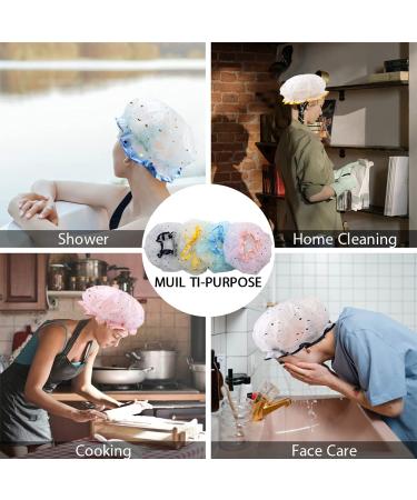 4 Colors Cute Washable Shower Caps for Girls and Women - Reusable, Waterproof, Double Layer Hat for Comfortable Hair Spa and Travel Use - Buy Online on GoSupps.com