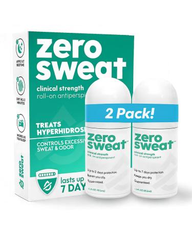 ZeroSweat Antiperspirant Deodorant | Clinical Strength Hyperhidrosis Treatment - Reduces Armpit Sweat (2 Pack) 1.2 Fl Oz (Pack of 2) - Buy Online on GoSupps.com