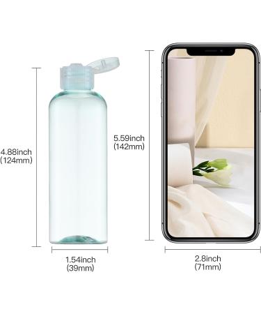 TOUREAL 100ML Travel Bottles Set - 5 Empty Cosmetic Bottles with Flip Cap & Funnel - Light Green Donor Plastic Bottle Set for Easy Filling - Buy Online on GoSupps.com