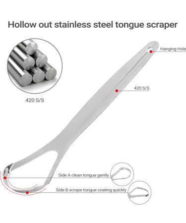Metal Tongue Scraper | Portable Stainless Steel Tongue Cleaning Brush for Bad Breath & Oral Hygiene - Bexdug - Buy Online on GoSupps.com