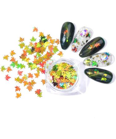 Fall Nail Art Stickers - Thanksgiving Sequins Decals in Green, Orange, Gold, and Red | Autumn Gradient Maple Leaf Design for Manicure - Buy Online on GoSupps.com