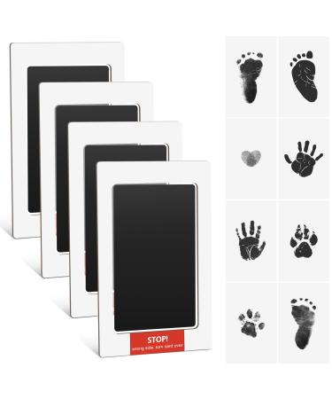 Anyfirst Baby Footprint Kit & Handprint Kit Inkless Dog Paw Print Kit With 4 Ink Pad and 8 Imprint Cards For Baby Boy Gifts Newborn
