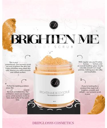 Dripglosss Brighten Me Scrub Turmeric Sugar Scrub for Bikini Line & Inner Thighs Fades Dark Spots Ingrown Hairs & Discoloration Gentle Exfoliant for Sensitive Skin (8 oz) - Buy Online on GoSupps.com