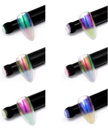 Roseflower 6 Sticks Air Cushion Chrome Powder Pencil - Holographic Nail Powder for Shiny Metallic Mirror Effect - Durable DIY Nail Art Tool - Buy Online on GoSupps.com