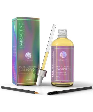 Hairworthy - 100% Pure  Organic  Cold-Pressed  Natural Castor Oil for Instant Hair Growth  Boost Eyelashes & Eyebrows. Hexane-Free Premium Oil For Skin & Nails. Applicator Kit Included.