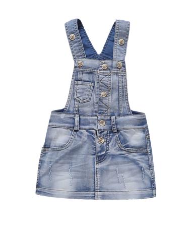 KIDSCOOL SPACE Baby Denim Overalls Dress Little Girls Jean Jumper 7-8 Years Light Blue-1919