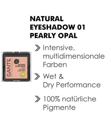 Sante Naturkosmetik Natural Eyeshadow 01 Pearly Opal - Organic Matte Vegan Eyeshadow with Natural Extracts - 1.8g International Shipping - Buy Online on GoSupps.com