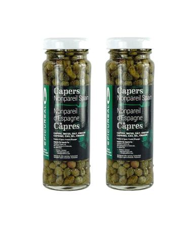 Epicureal Spanish Nonpareil Capers in A Vinegar & Salt Brine - 100mL (3.4oz) Pack of 2 Jars | Hand Picked No Additives or Preservatives