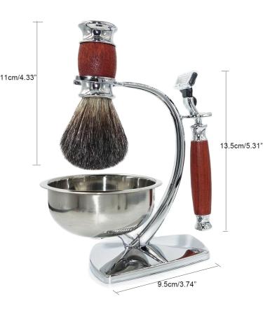 Kjyr Portable Men's Razor Brush Set - Fashionable Safety Razor with Pure Roof Hair Foam & Soap Bowl Holder | Robust 15x20cm - International Shipping Available - Buy Online on GoSupps.com