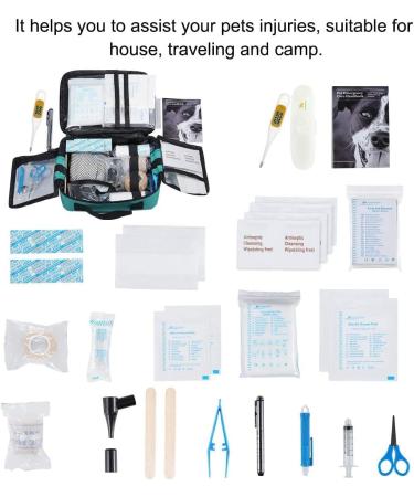 Pet First Aid Kit Veterinary First Aid Bag for Dog Cat Rabbit Animal with Otoscope feeder Perfect for Home Care and Outdoor Travel Emergencies - Buy Online on GoSupps.com